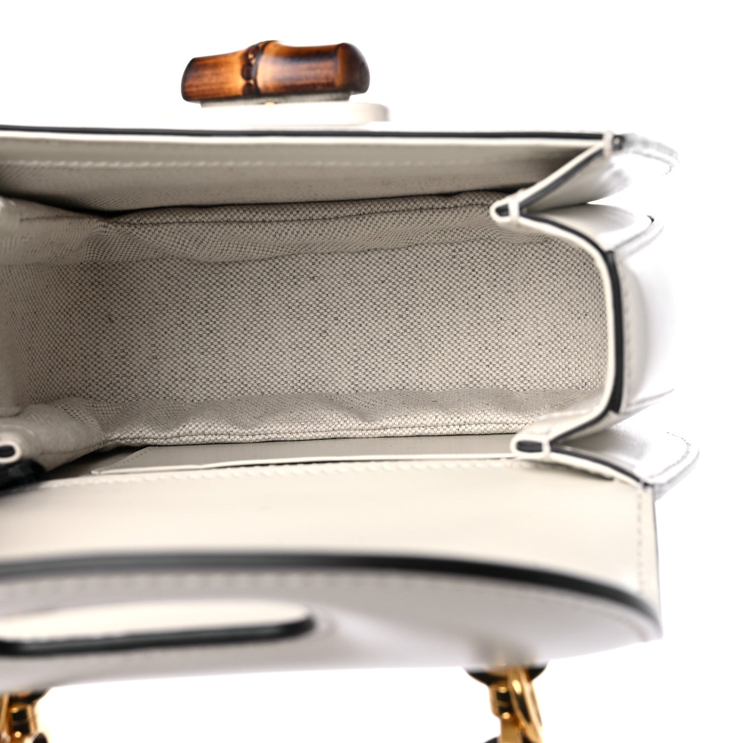 Gucci Boarded Dyana Lux Calfskin Web Mini Bamboo 1947 Top Handle Bag Mystic White 4 of 10