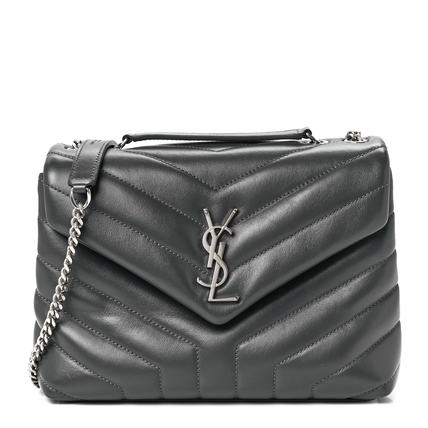 Calfskin Y Quilted Monogram Small Loulou Chain Satchel Pebble