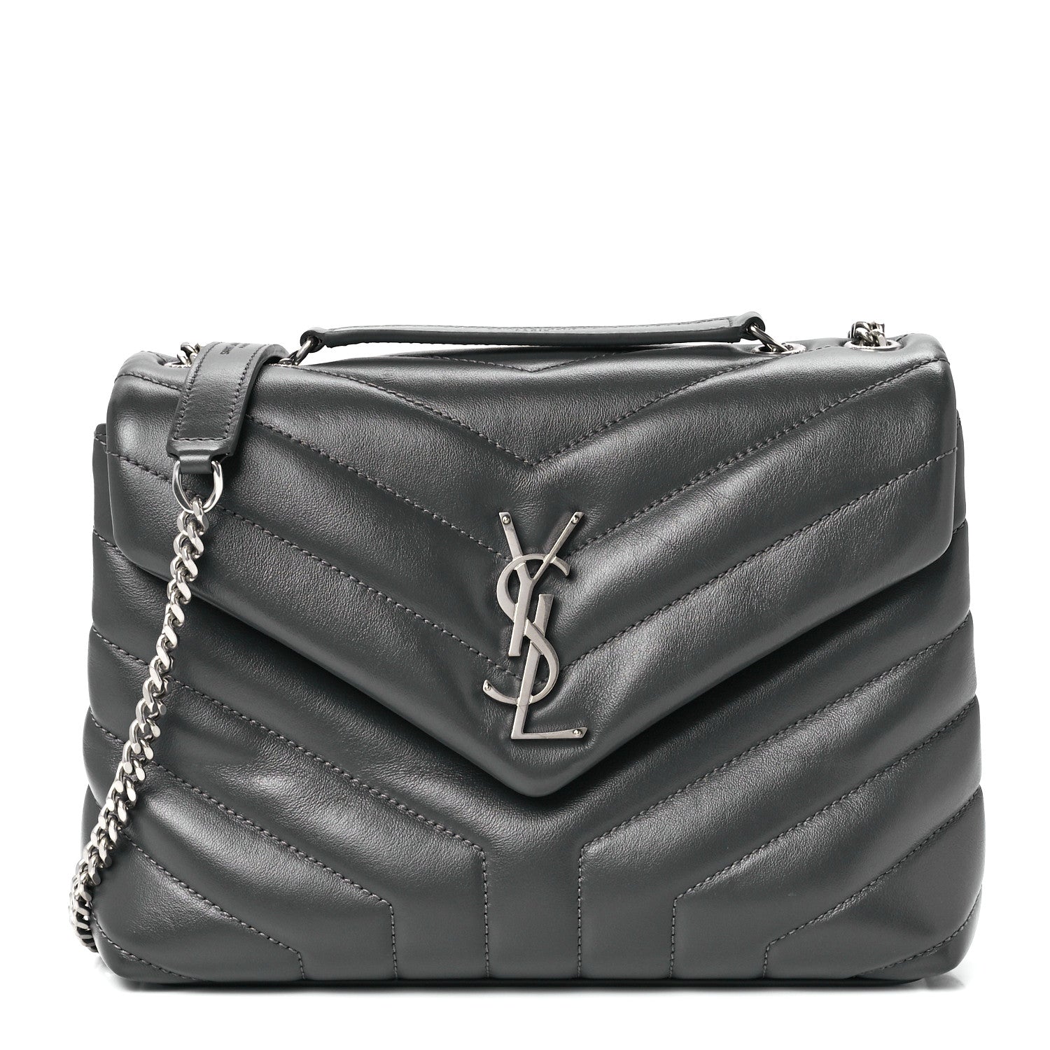 Saint Laurent Calfskin Y Quilted Monogram Small Loulou Chain Satchel Pebble 1 of 11