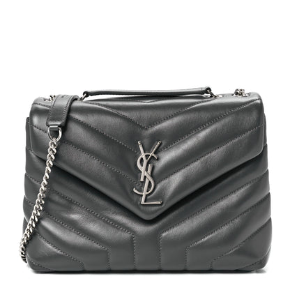 Saint Laurent Calfskin Y Quilted Monogram Small Loulou Chain Satchel Pebble 1 of 11