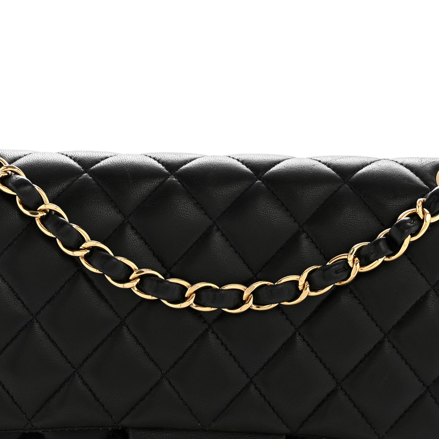 Lambskin Quilted Medium Double Flap Black