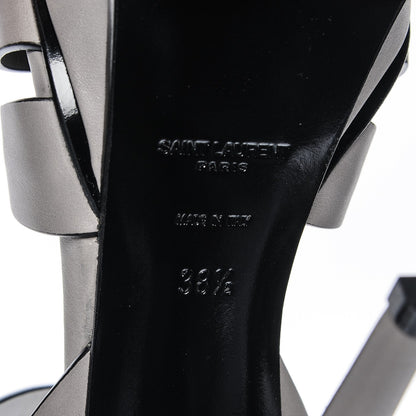 Saint Laurent Calfskin Tribute 105 Platform Sandals 38.5 Grey Black 6 of 7