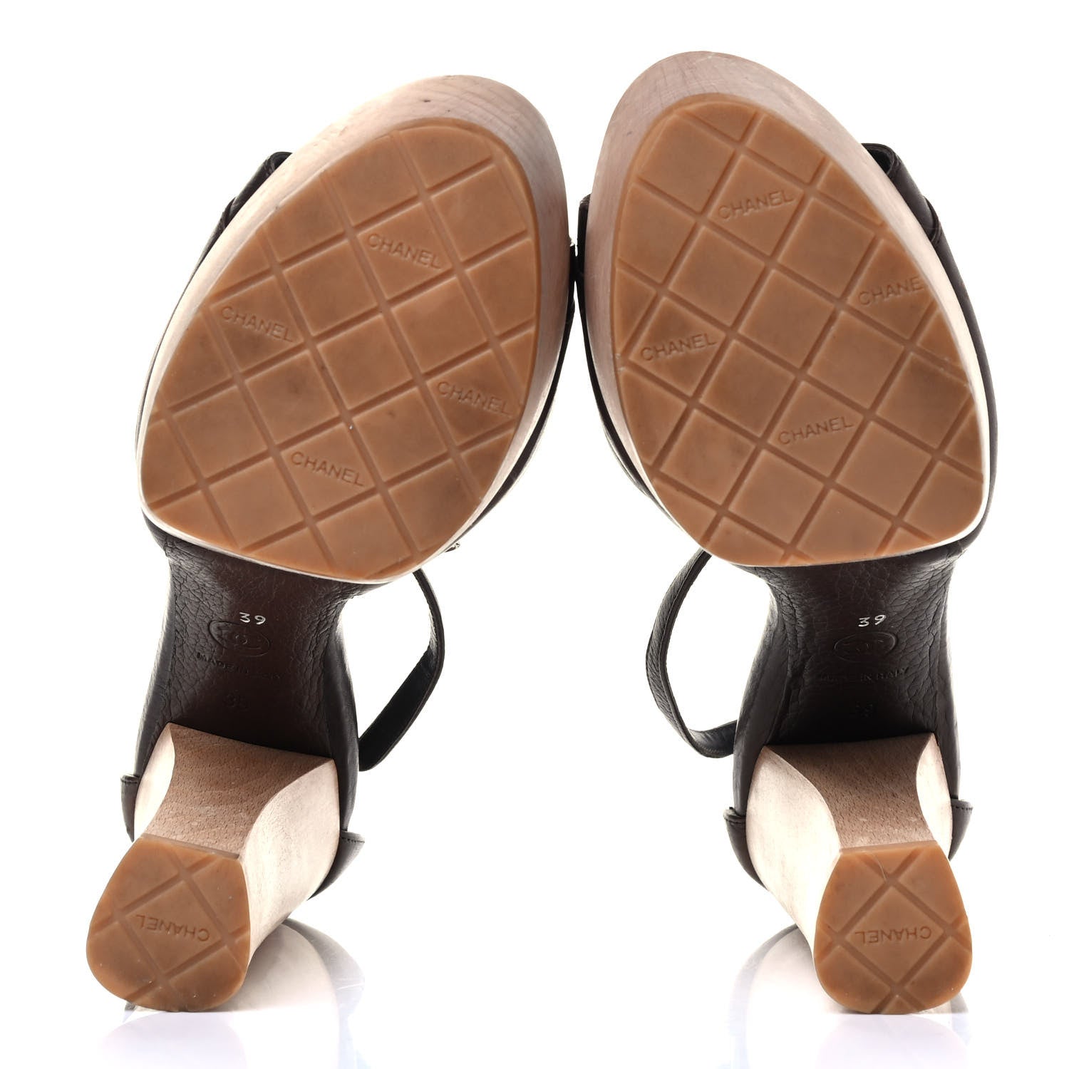 Chanel Calfskin Wooden CC Sandals 39 Dark Brown 4 of 8