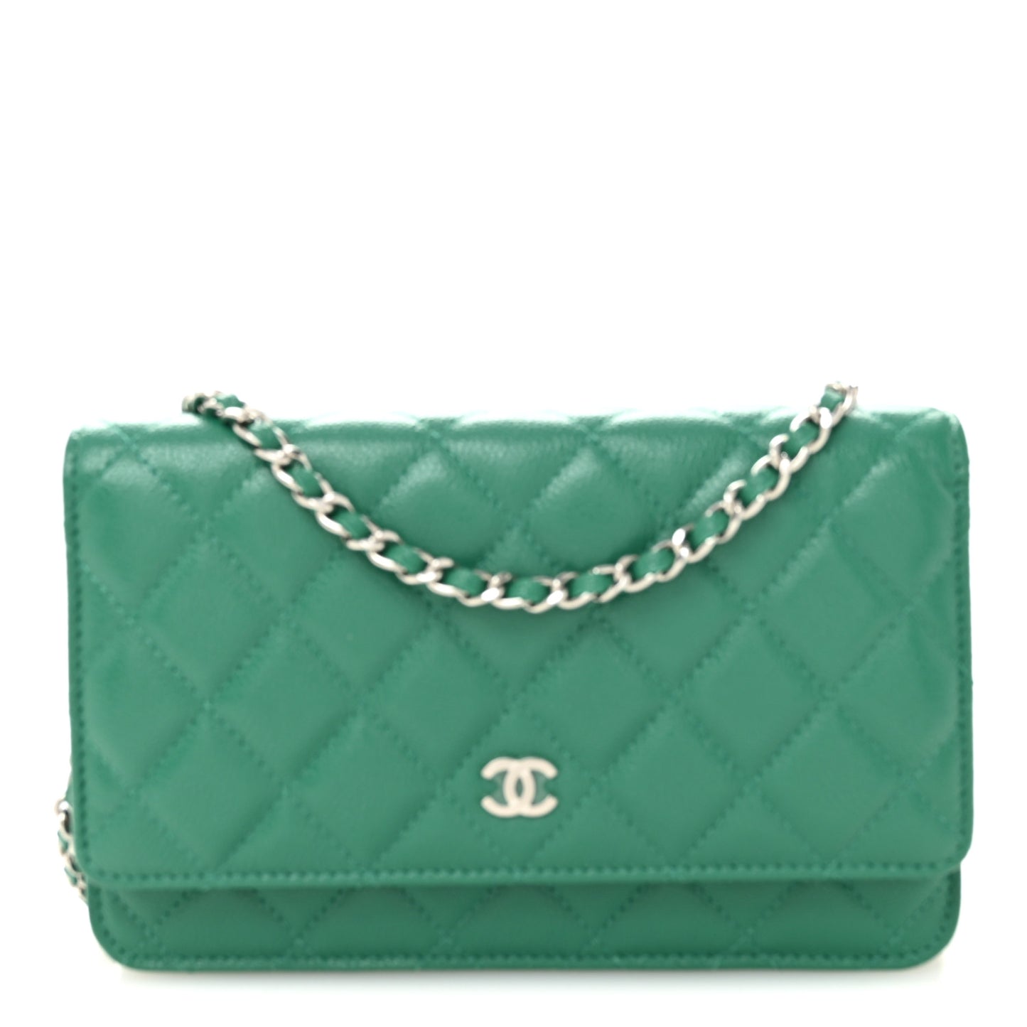 Caviar Quilted Wallet On Chain WOC Green