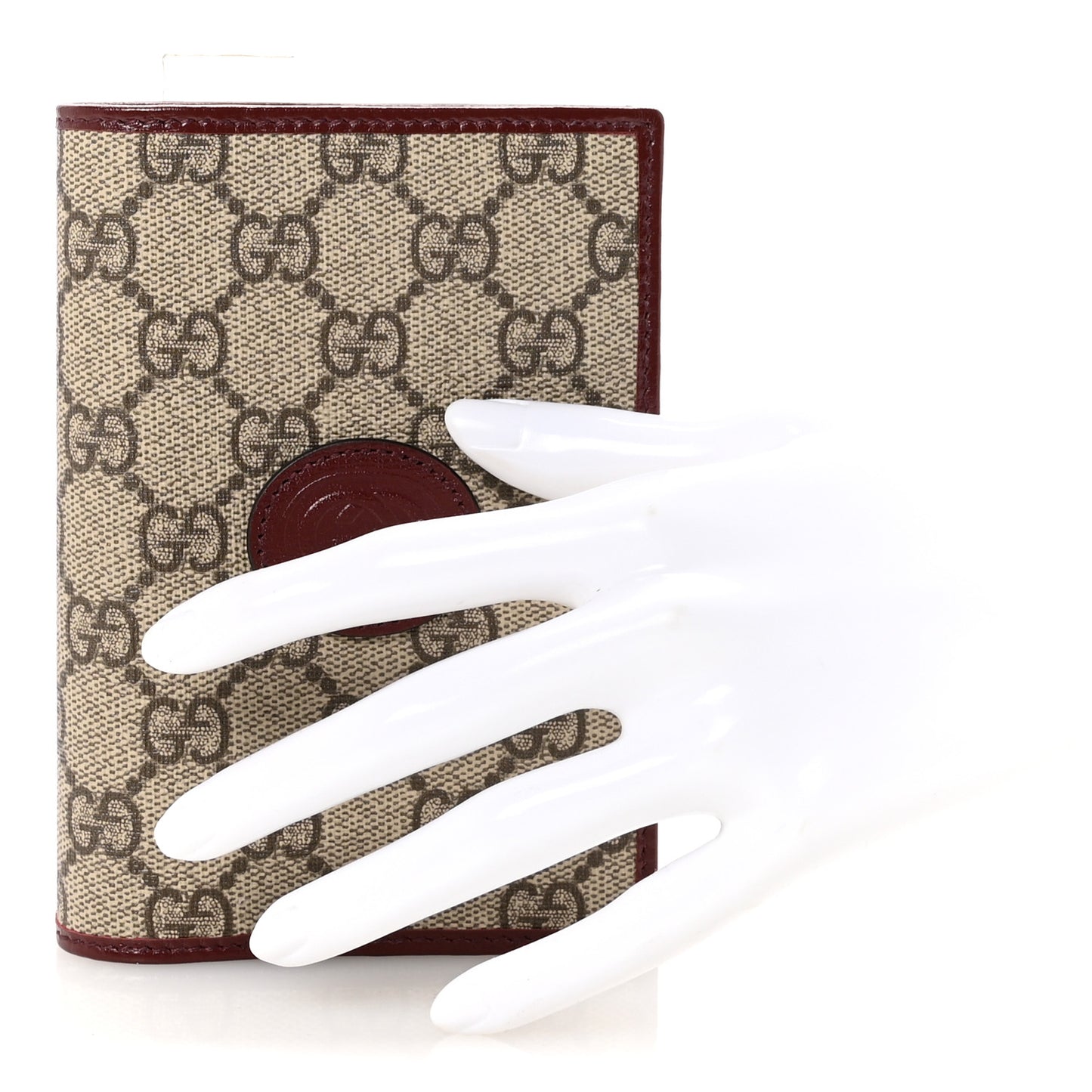 GG Supreme Monogram Azalea Calfskin Retro Interlocking G Passport Case Beige Red