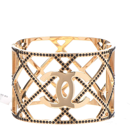 Chanel Crystal CC Cuff Black Gold 1 of 6