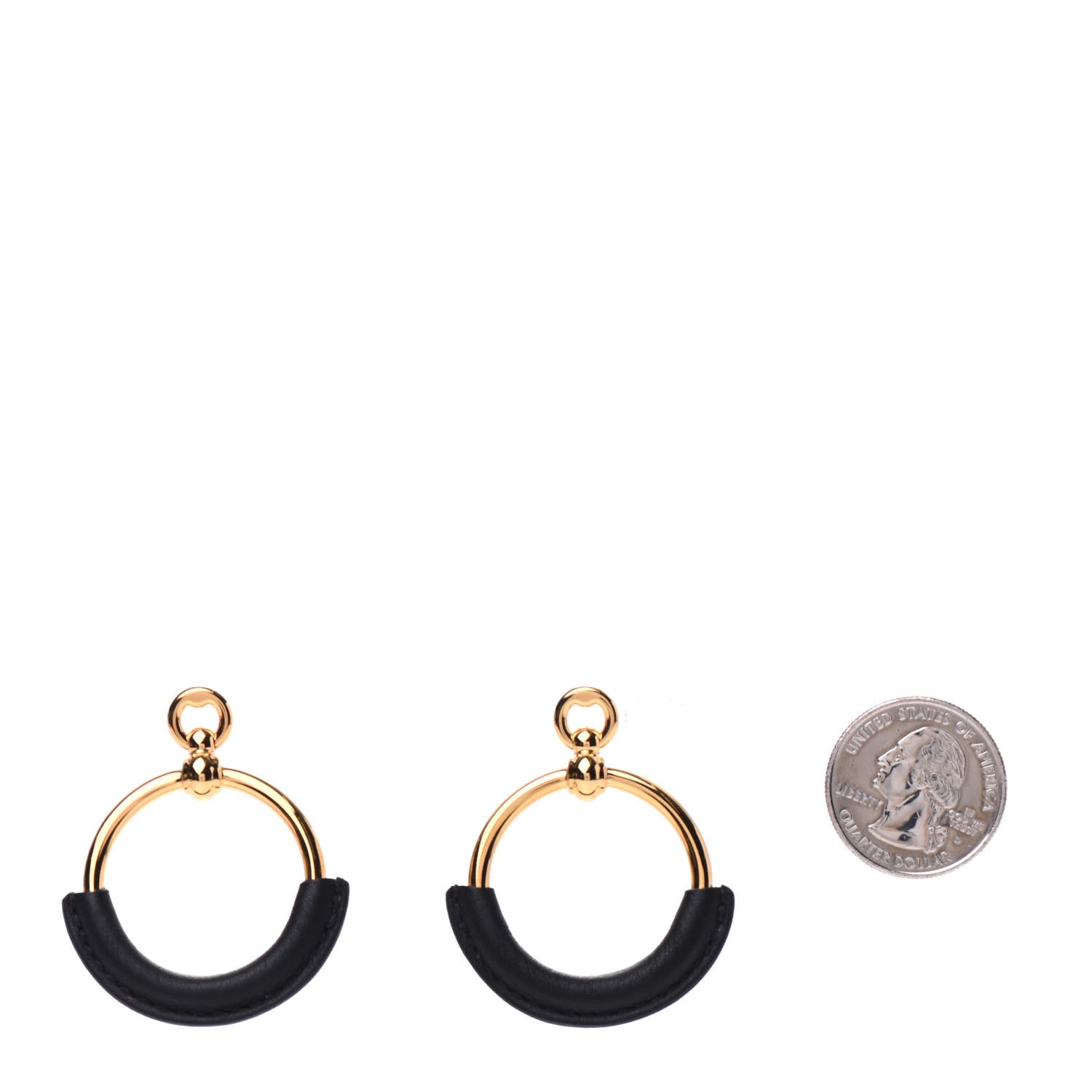 Hermes Swift Loop Earrings Gold Black 2 of 5