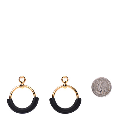 Hermes Swift Loop Earrings Gold Black 2 of 5