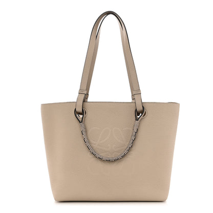Loewe Grained Calfskin Small Anagram Tote Light Oat 1 of 9