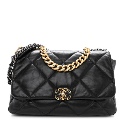 Chanel Goatskin Quilted Maxi Chanel 19 Flap Black 1 of 10