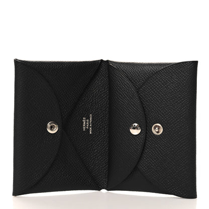 Hermes Epsom Calvi Duo Card Case Black 5 of 7