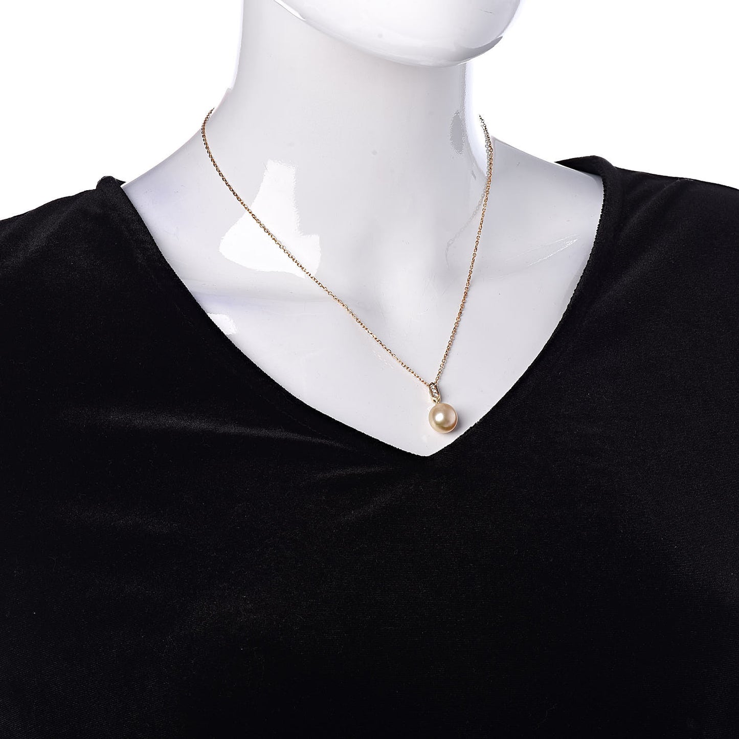 18K Yellow Gold Diamond Golden South Sea Pearl 11mm Pendant Necklace