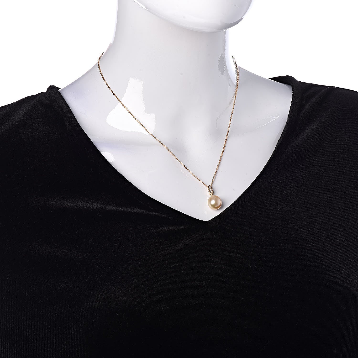 Mikimoto 18K Yellow Gold Diamond Golden South Sea Pearl 11mm Pendant Necklace 2 of 5