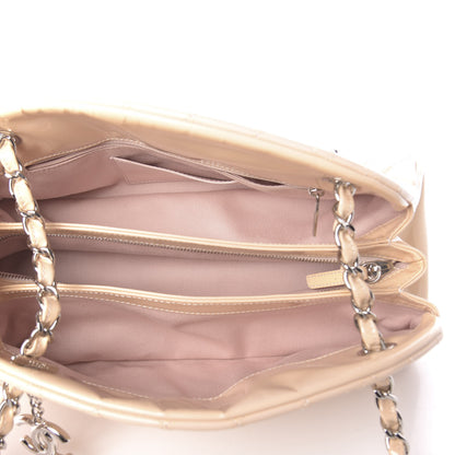 Chanel Patent Quilted Medium Just Mademoiselle Bowling Bag Beige 5 of 12