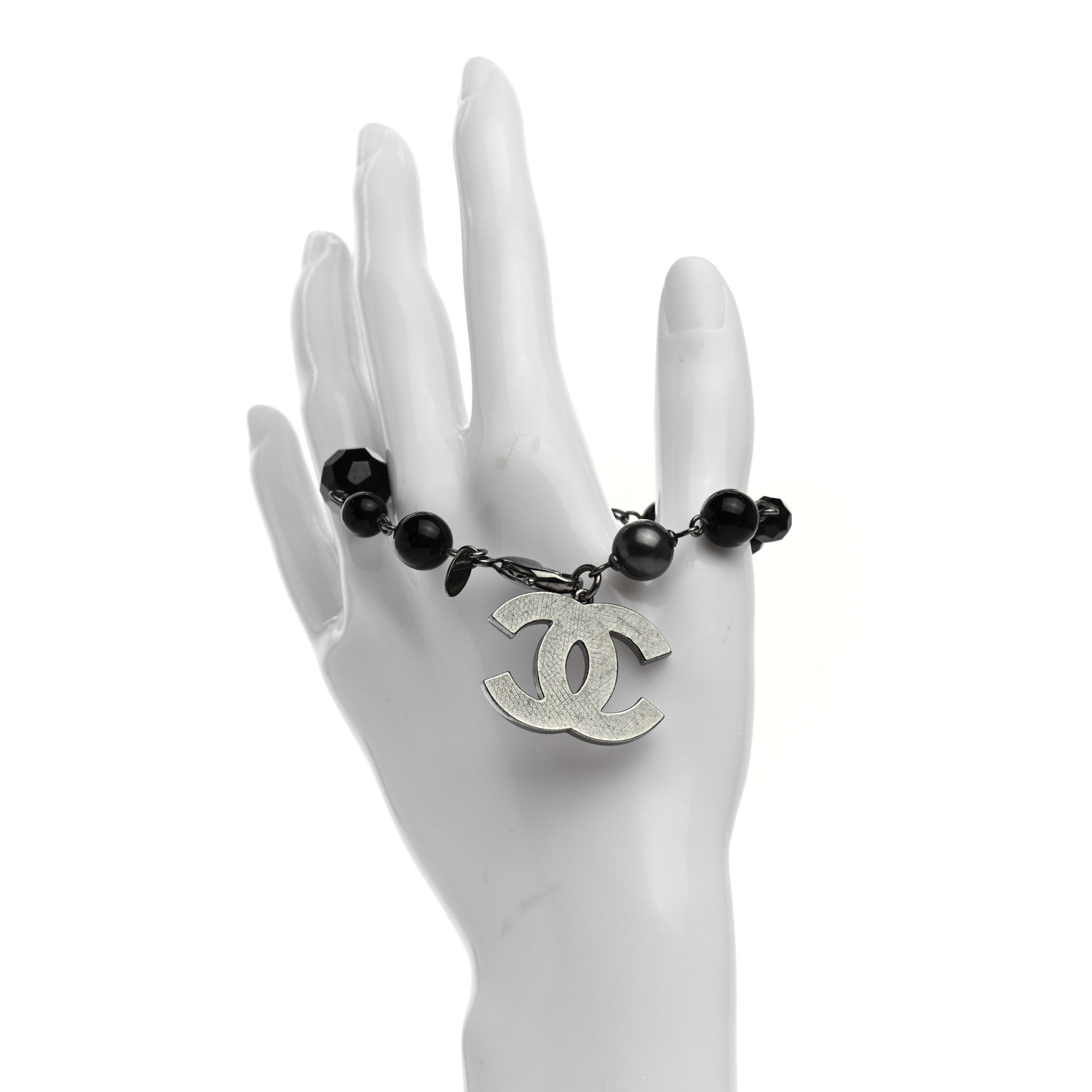 Chanel Pearl Beaded CC Bracelet Black 2 of 4