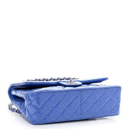 Chanel Patent Quilted Jumbo Double Flap Blue 4 of 11