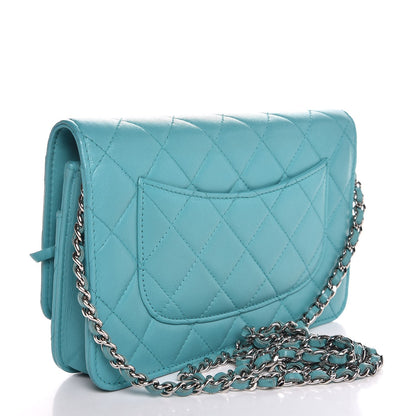 Chanel Lambskin Quilted Wallet On Chain WOC Turquoise 3 of 6