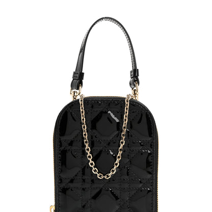 Christian Dior Patent Cannage Lady Dior Phone Holder Black 10 of 12