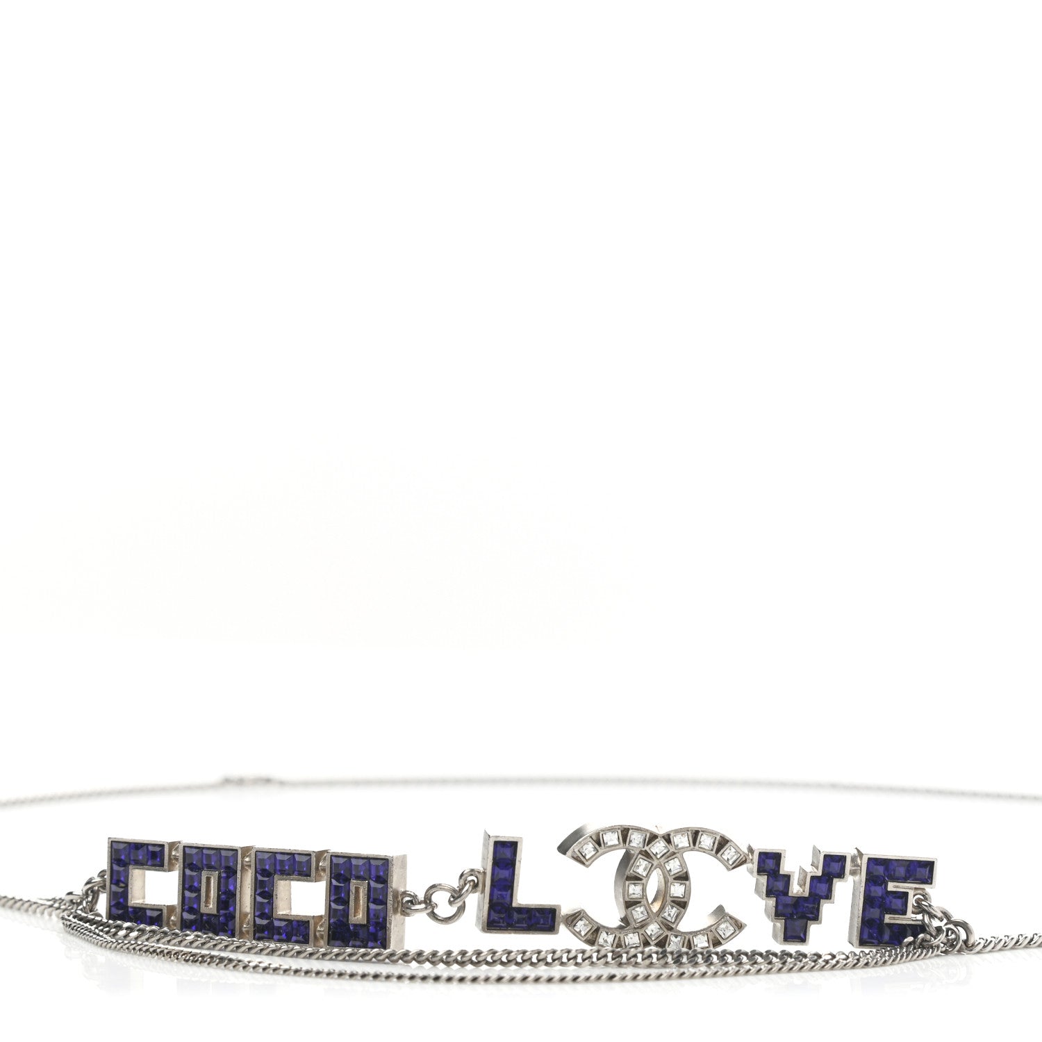 Chanel Crystal CC Coco Love Belt Silver Purple 4 of 7