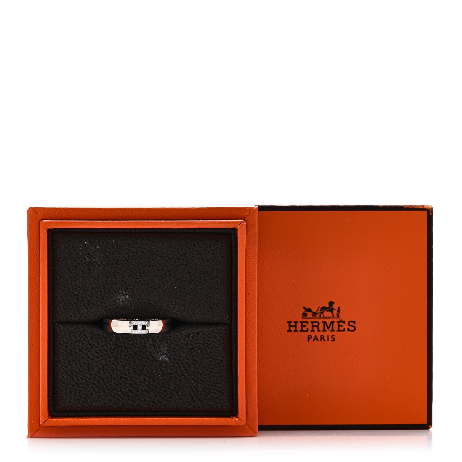 Hermes 18K White Gold Diamond Ever Herakles Wedding Band Ring 55 7.25 5 of 5