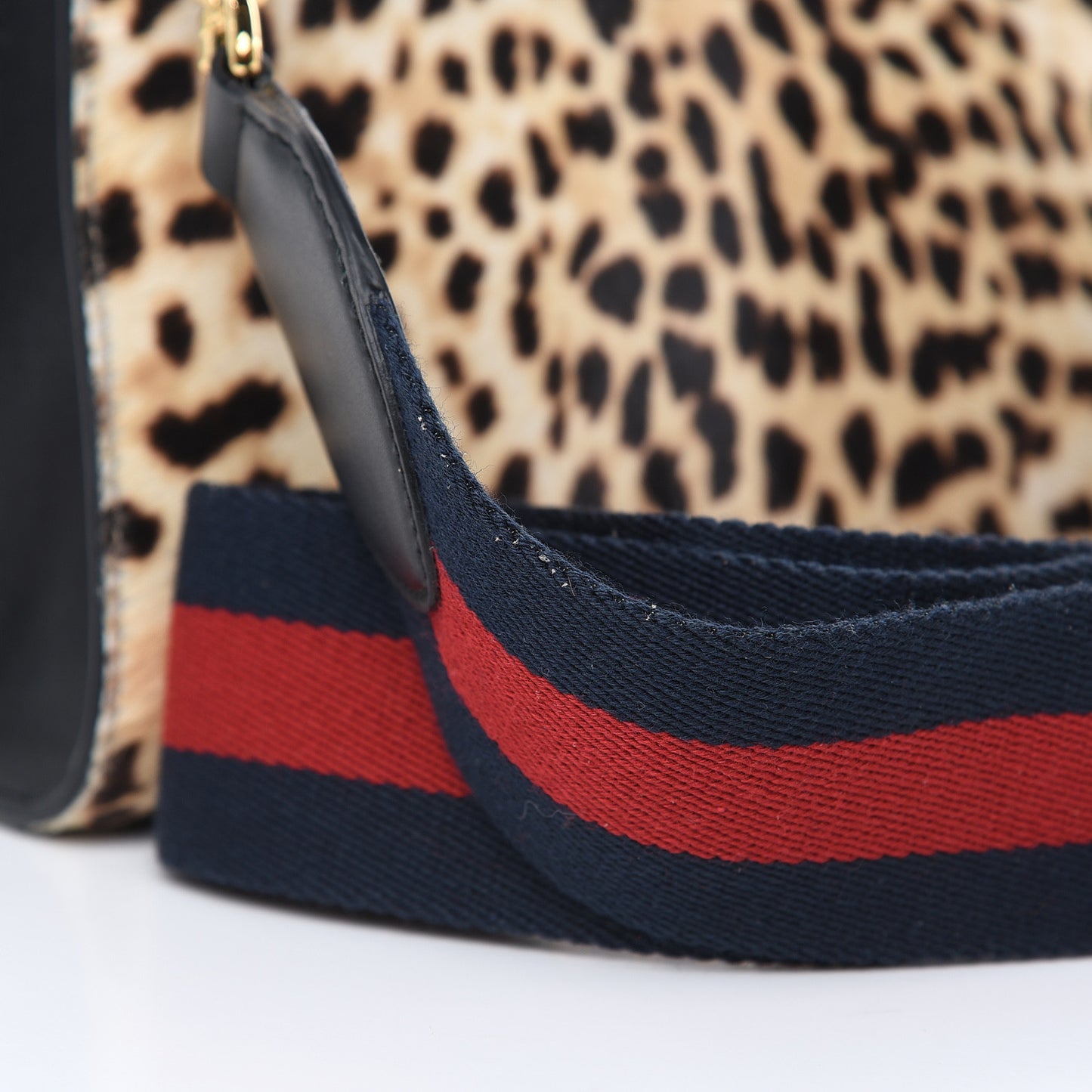 Calf Hair Bamboo Web Leopard Print Mini Nymphaea Top Handle Bag