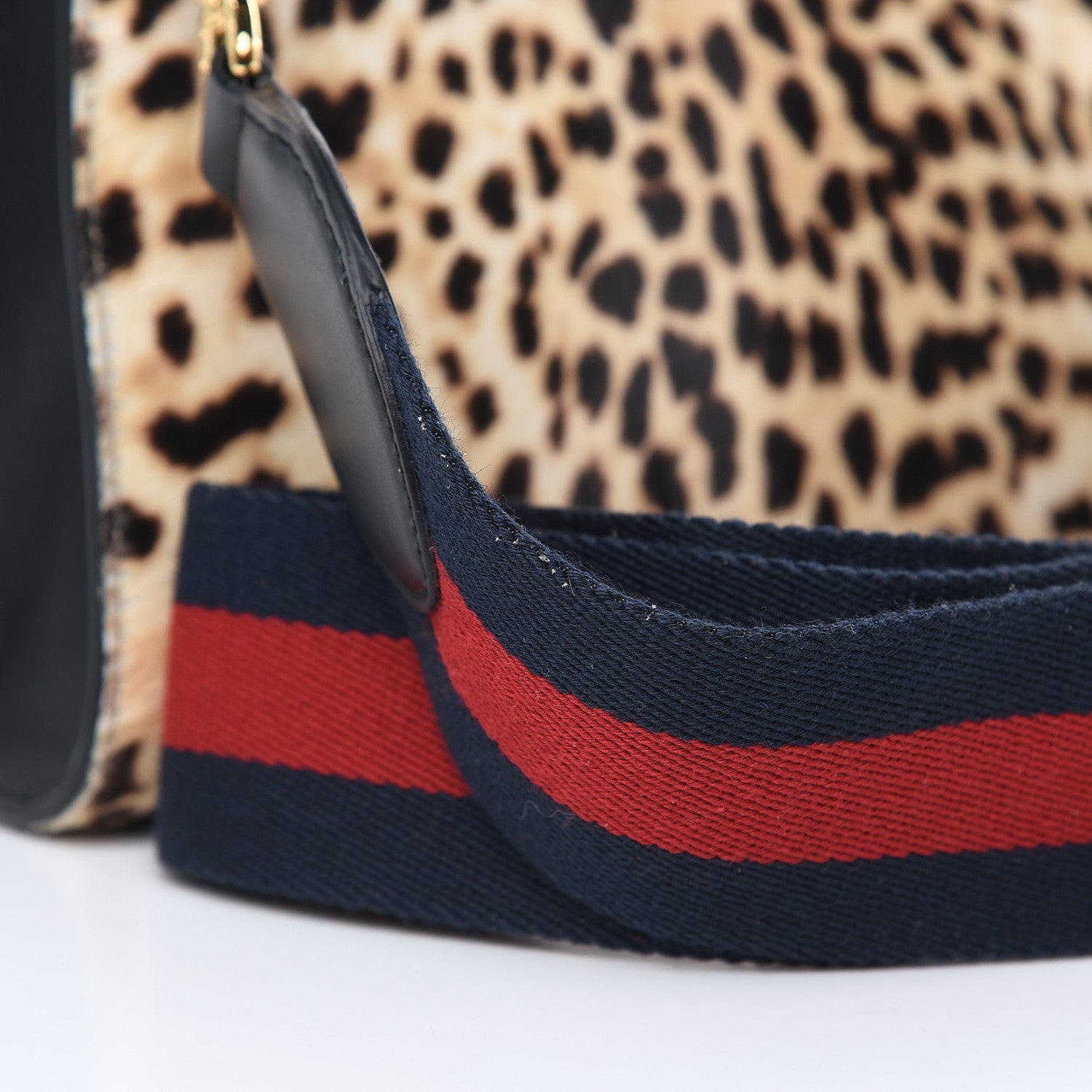 Gucci Calf Hair Bamboo Web Leopard Print Mini Nymphaea Top Handle Bag 14 of 16