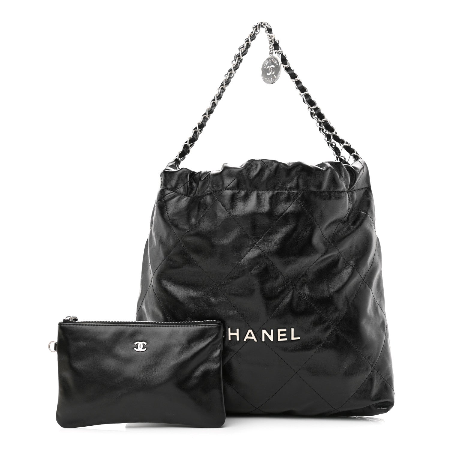 Chanel Shiny Calfskin Quilted Chanel 22 Black 1 of 11