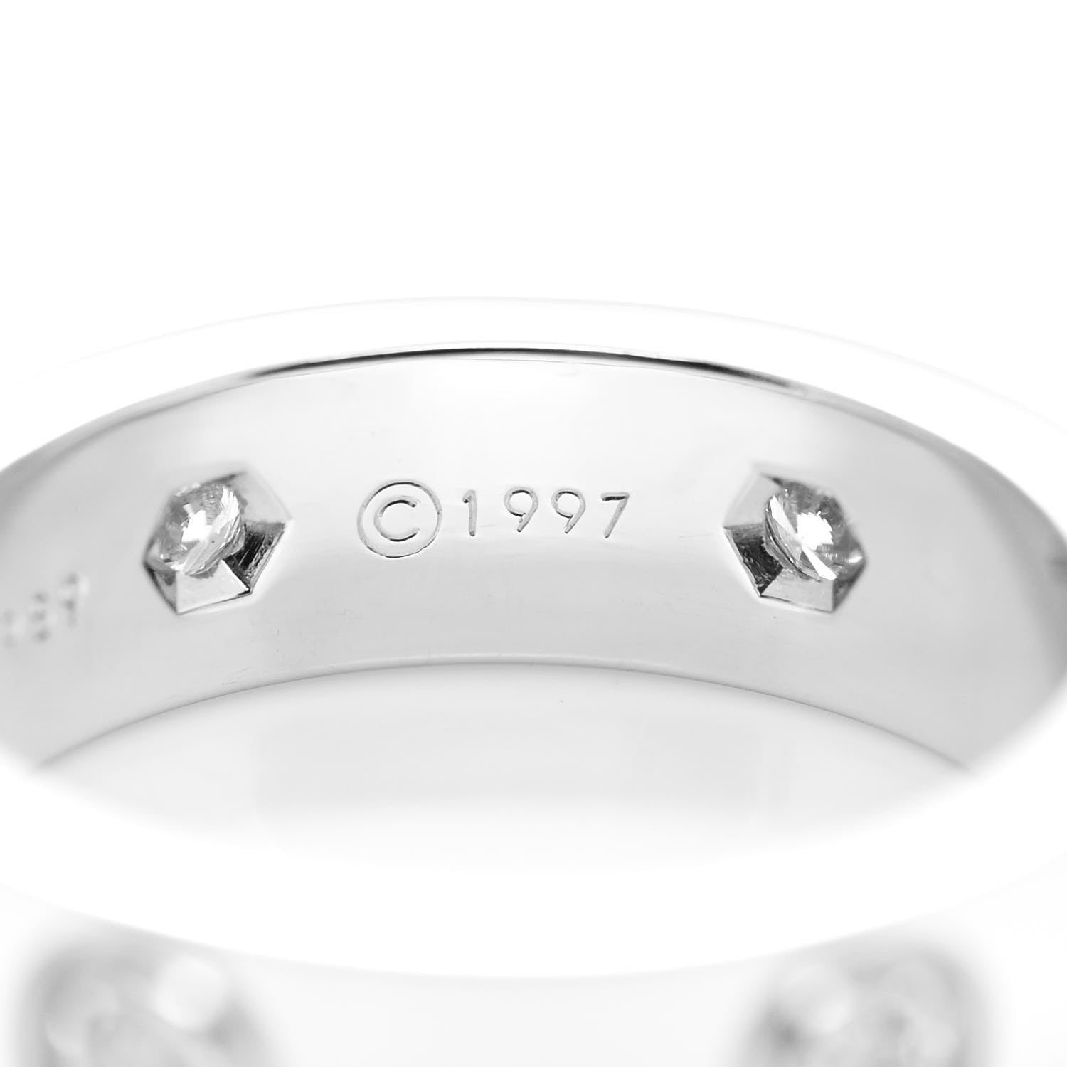 Cartier 18K White Gold 6 Diamond 5.5mm LOVE Ring 53 6.5 5 of 7