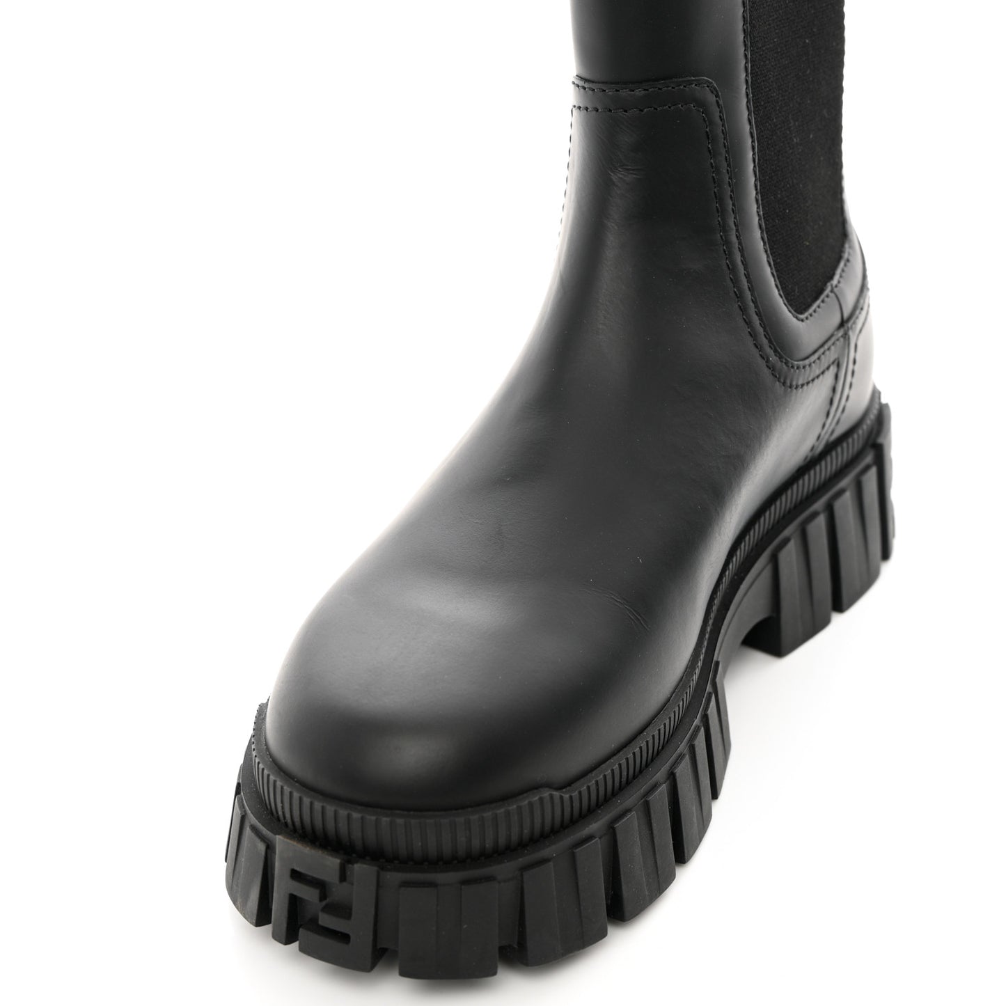 Calfskin Rubber Fendi Force Chelsea Boots 36.5 Black