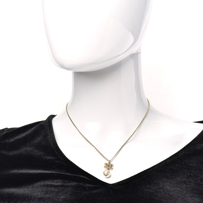 Chanel Crystal CC Pearl Drop Necklace Gold 2 of 5