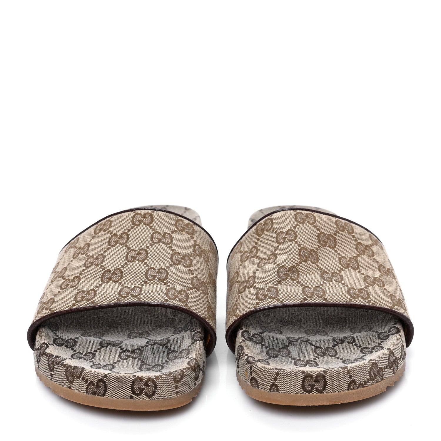 Gucci Canvas GG Monogram Mens Slide Sandals 10 Beige 2 of 9
