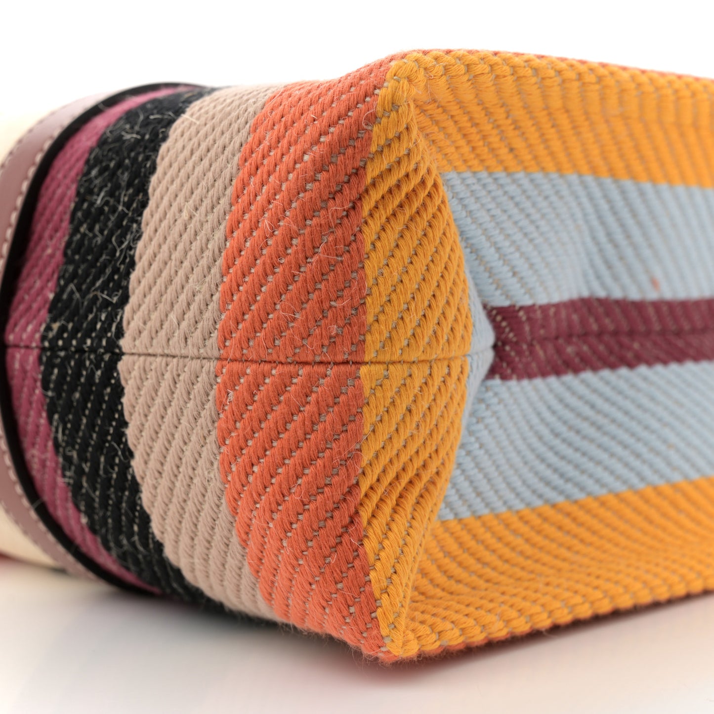 Cotton Calfskin Large Woody Striped Tote Multicolor