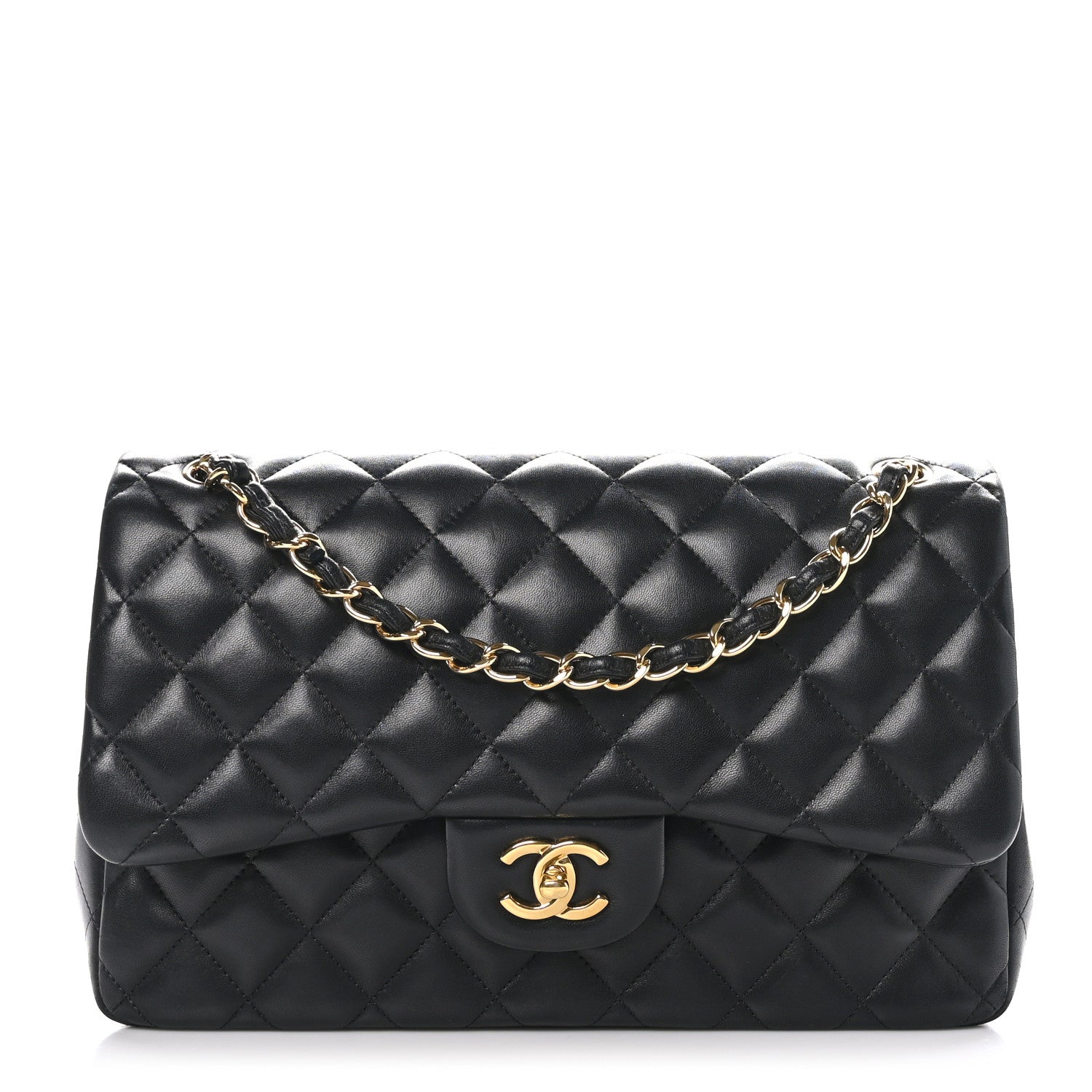 Chanel Lambskin Quilted Jumbo Double Flap Black 1 of 11