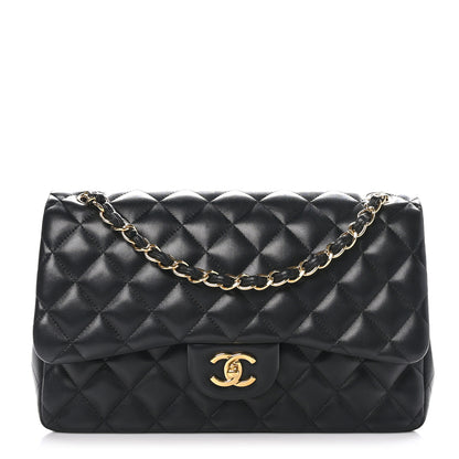 Chanel Lambskin Quilted Jumbo Double Flap Black 1 of 11