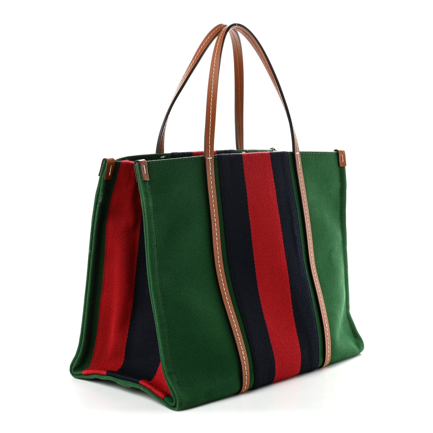 Gucci Canvas Calfskin Web Small Interlocking G Tote Bag Green Red 3 of 10