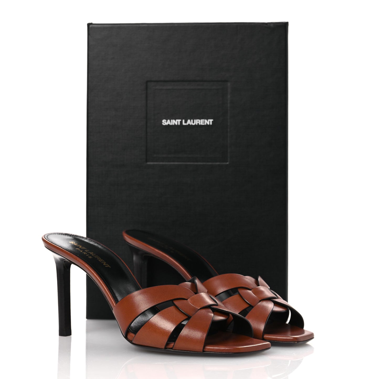 Calfskin Tribute 85 Slide Sandals 39.5 New Papaya