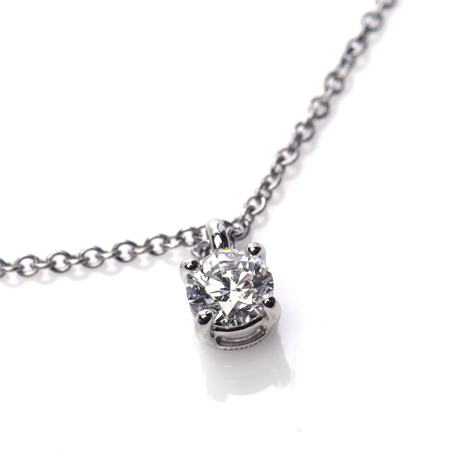 Tiffany Platinum Diamond .24ct Solitaire Pendant Necklace 6 of 9