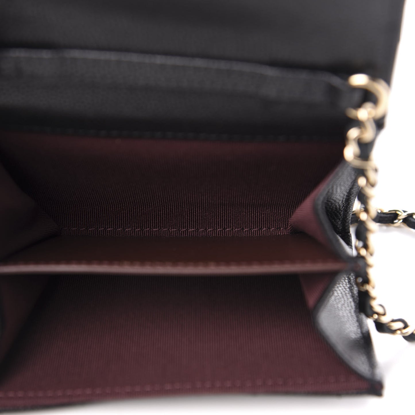 Caviar Quilted Flap Card Holder On Chain Black