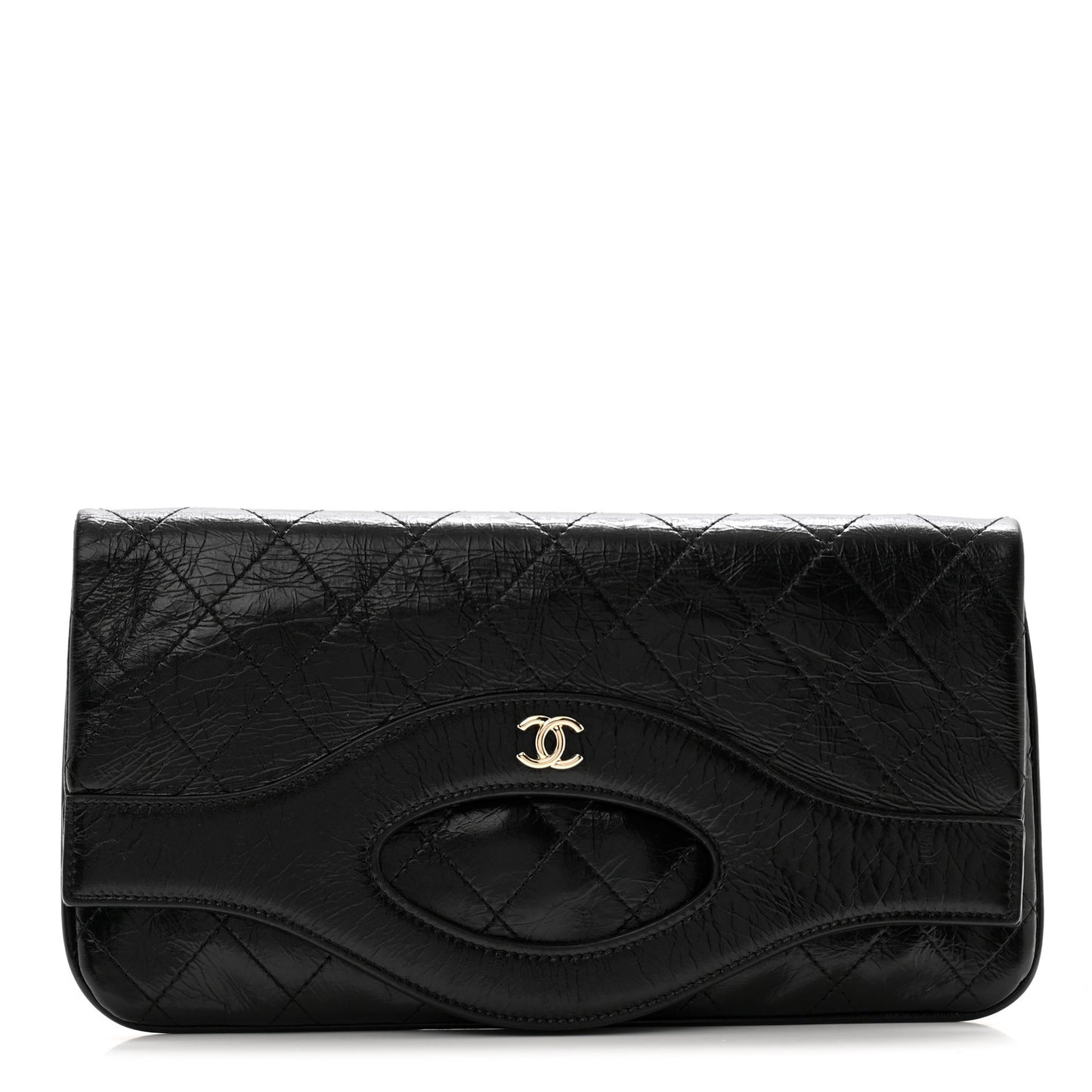 Shiny Crumpled Calfskin Small 31 Pouch Black