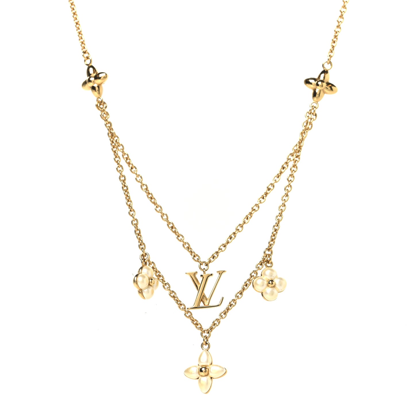 Pearl LV Floragram Necklace Gold