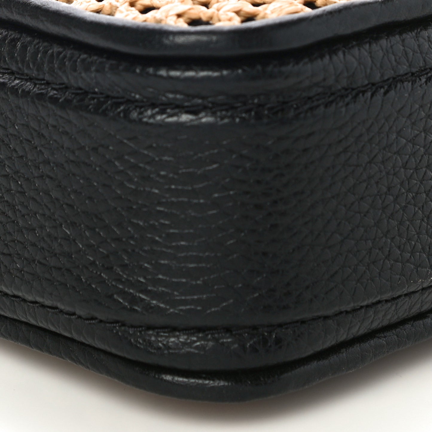 Calfskin Straw Small Snapshot Camera Bag Black