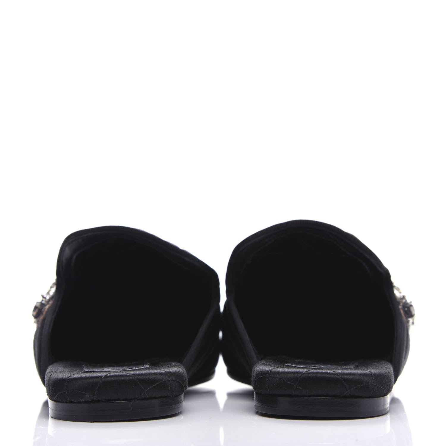 Gucci Satin Embroidered Heart and Dagger Slippers 35.5 Black 7 of 10