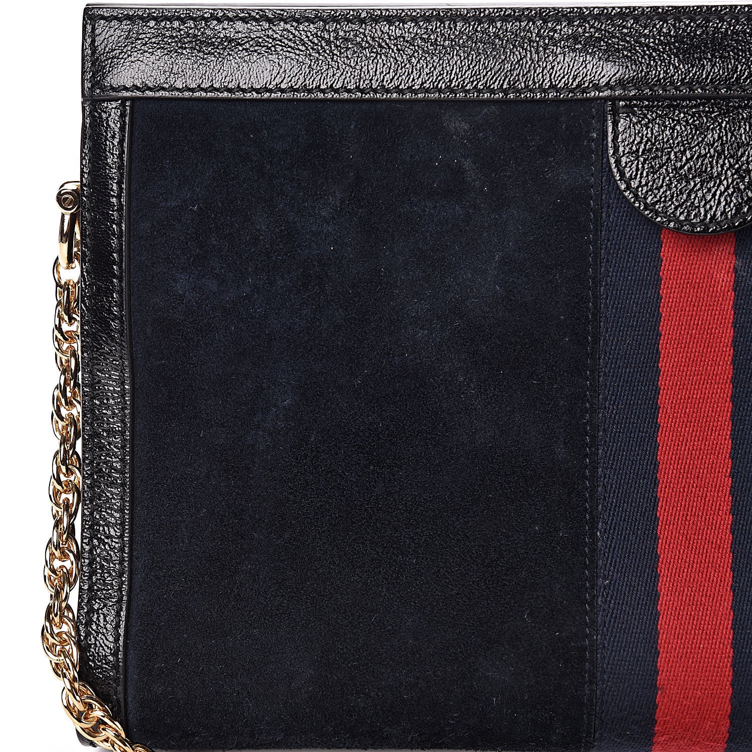 Gucci Suede Patent Web Dragon Embroidered Medium Ophidia Chain Shoulder Bag Blue Multicolor Black 17 of 22
