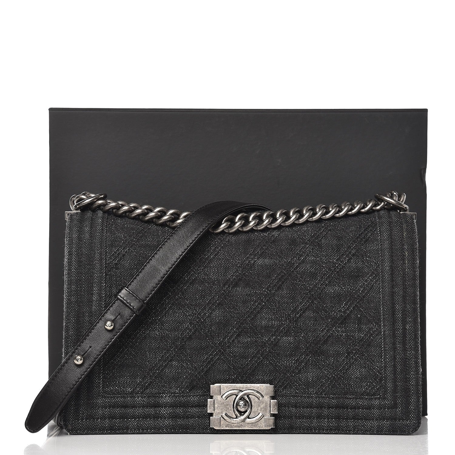 Chanel Denim Quilted New Medium Boy Flap Black 8 of 8