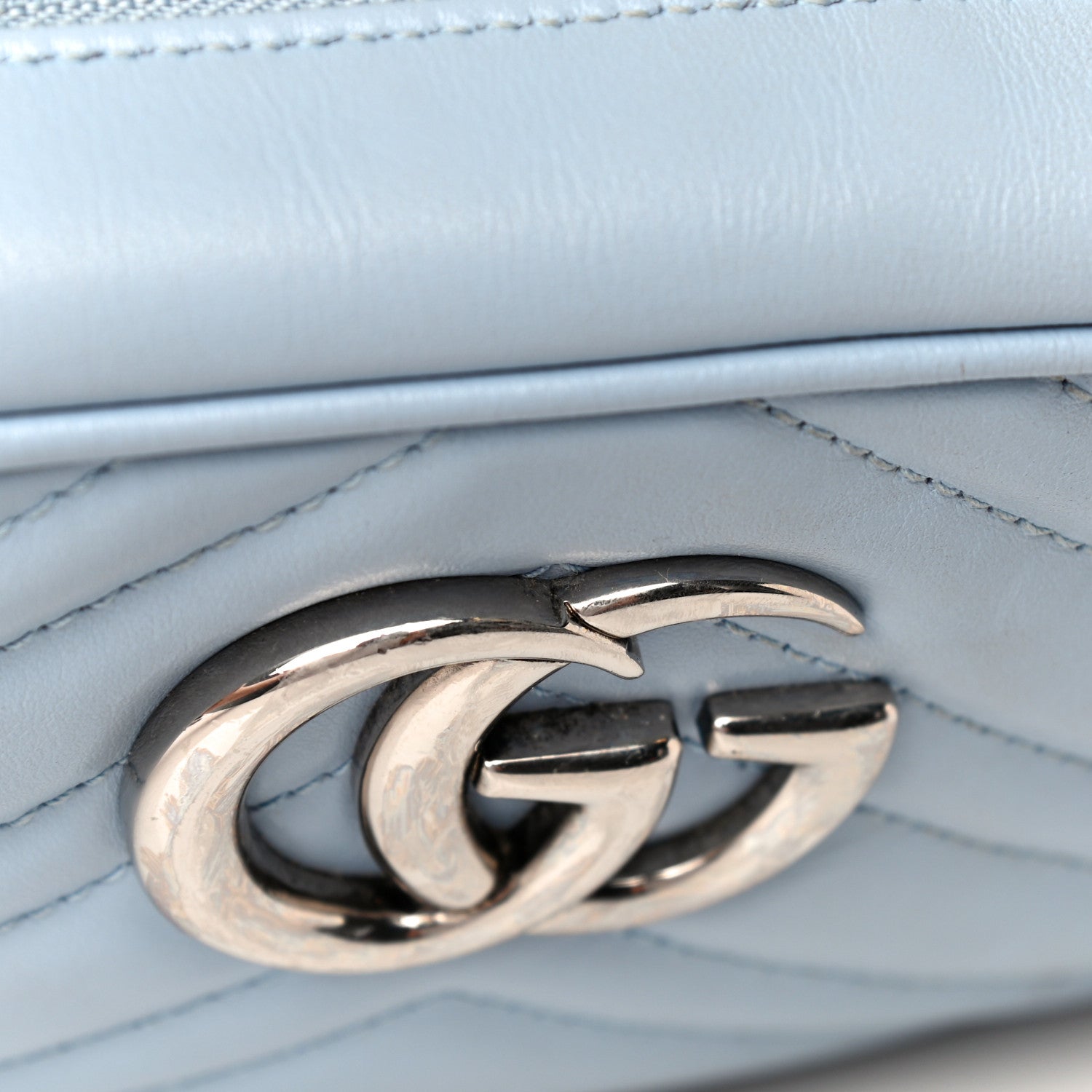 Gucci Calfskin Matelasse Small GG Marmont Chain Shoulder Bag Porcelain Light Blue 19 of 20