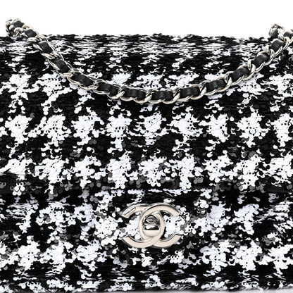 Chanel Sequin Mini Houndstooth Rectangular Flap Black White 8 of 11