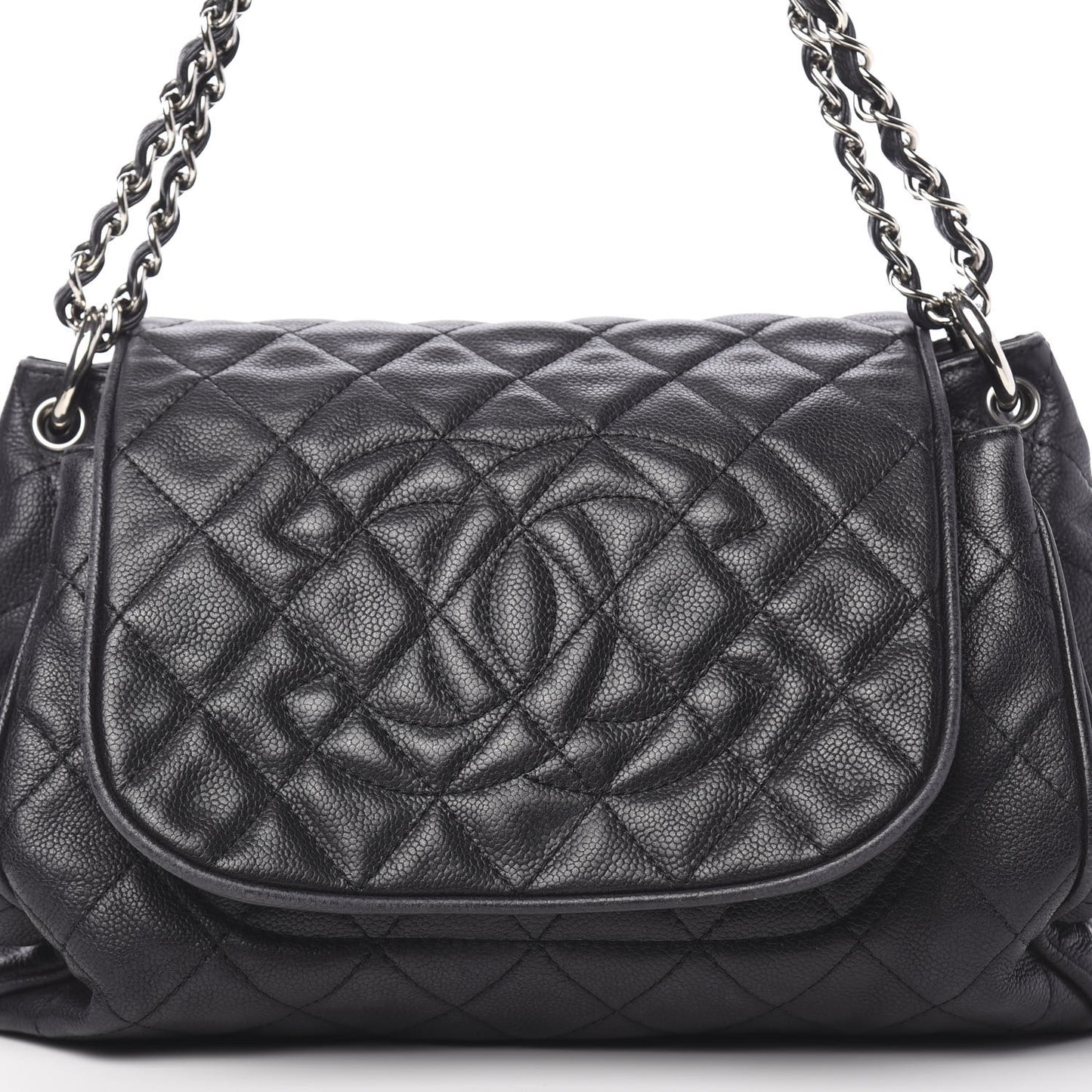 Caviar Quilted Timeless Accordion Flap Black