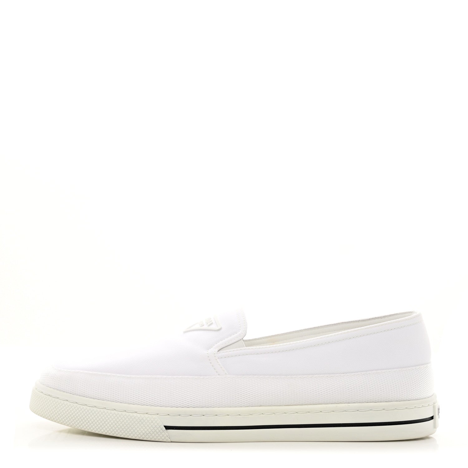 Prada Technical Nylon Triangle Logo Mens Slip On Sneakers 7 White 1 of 9