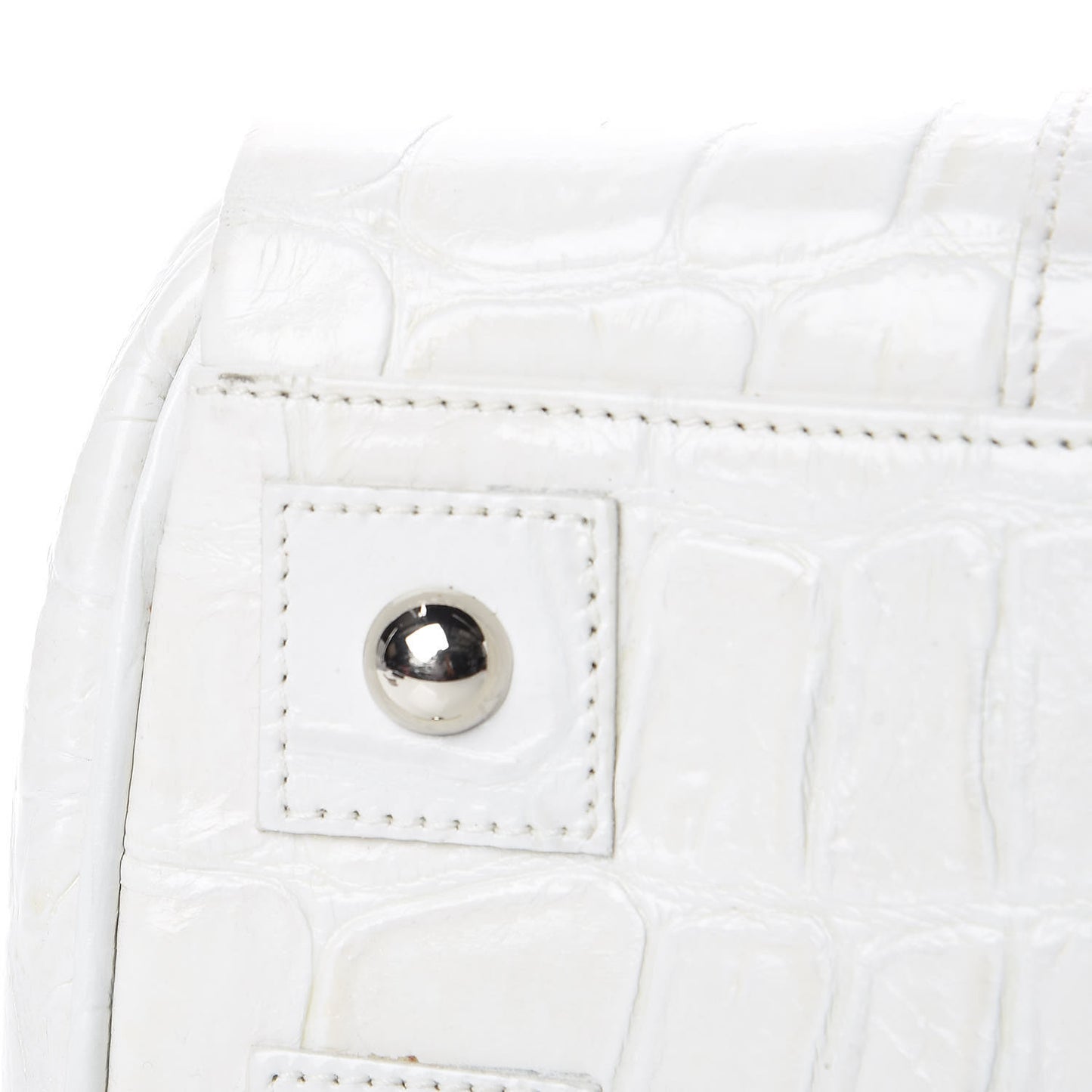 Calfskin Crocodile Embossed Bayswater White