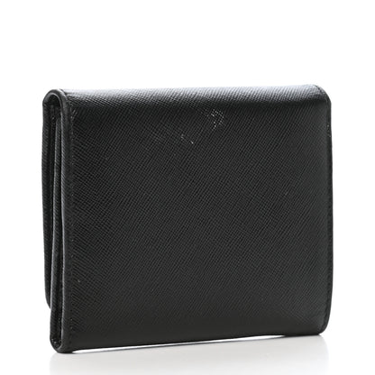 Prada Saffiano Metal Tri-Fold Wallet Black 3 of 8
